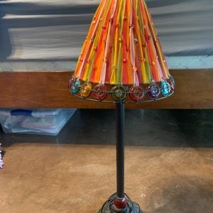 Ribbon stained glass shade lamp. Boho Bohemian